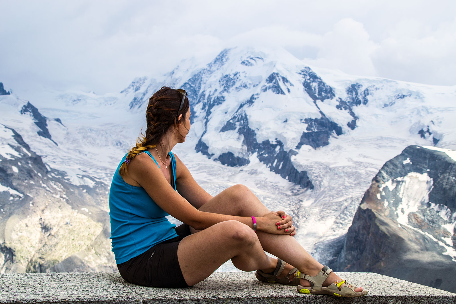 Nerea en el mirador Gornergratt – Zermatt en dos días